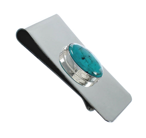 Native American Genuine Sterling Silver Turquoise Money Clip AX129785